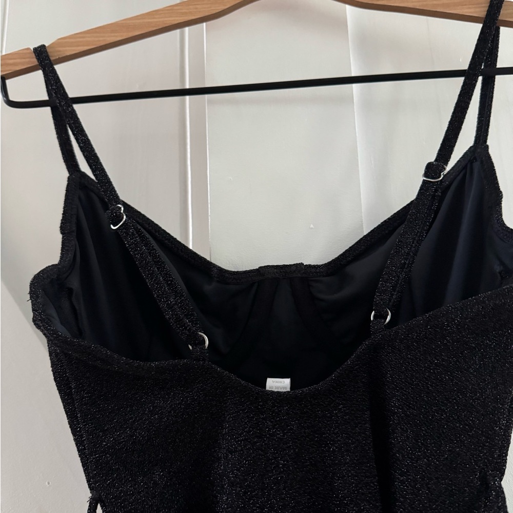 JONATHAN SIMKHAI Signature Noa Women’s Shimmery Black One Piece Swimsuit - Picture 5 of 10